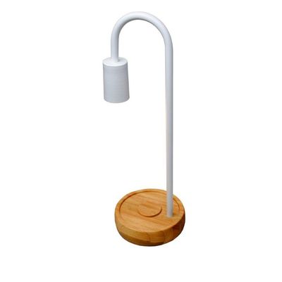 Luminária De Mesa Taschibra Flam Metal/madeira E27 Bivolt Branco