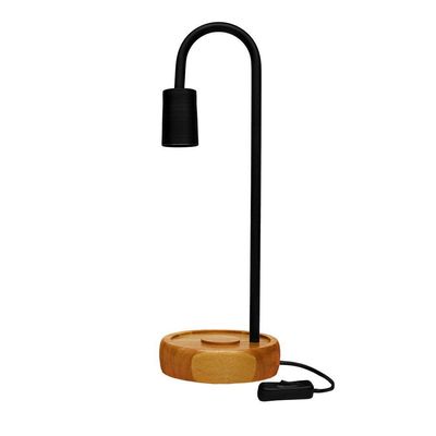 Luminária De Mesa Taschibra Flam Metal/madeira E27 Bivolt Preto