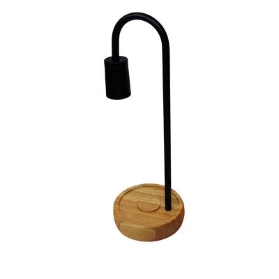 Luminária De Mesa Taschibra Flam Metal/madeira E27 Bivolt Preto
