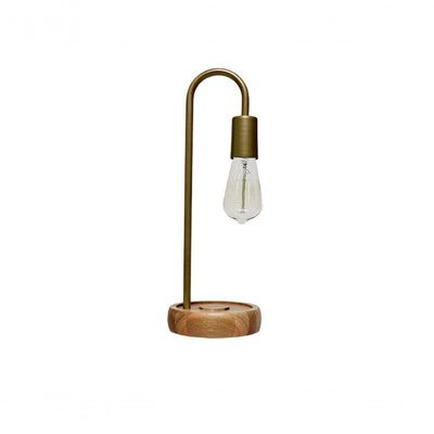 Luminária De Mesa Taschibra Flam Metal/madeira E27 Bivolt Ouro