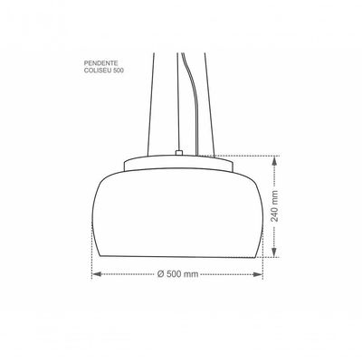 Lustre Pendente Coliseu 500 Cromado E27 Bivolt Taschibra