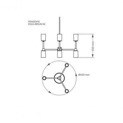 Lustre Pendente Equilibrium Preto Para 6 Lâmpadas Bivolt Taschibra