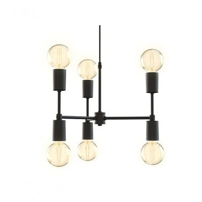 Lustre Pendente Equilibrium Preto Para 6 Lâmpadas Bivolt Taschibra