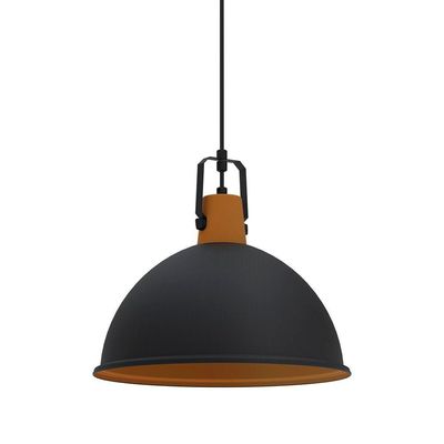 Lustre Pendente Taschibra Factory Cúpula M E27 Bivolt Preto Fosco