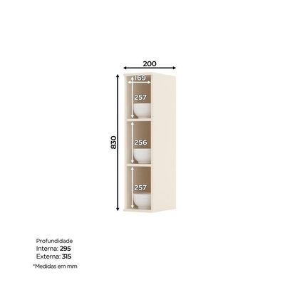 Armário Aéreo Nicho De Cozinha 20 Cm Connect Henn Off White