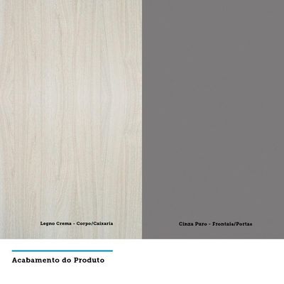 Armário Canto Diagonal 2 Portas Legno Crema C/Cinza Puro