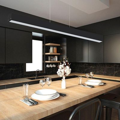 Lustre Pendente Taschibra Vetor Linear Led 20w Bivolt Preta 4000k Luz Neutra