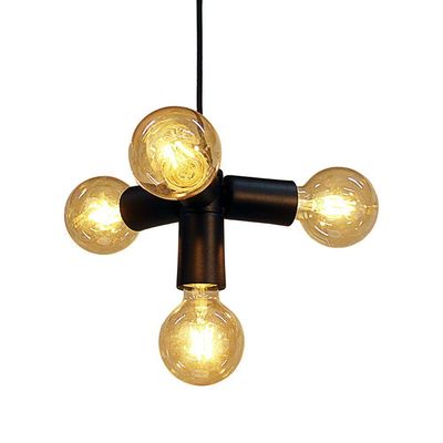 Lustre Pendente Nick Preto Para 4 Lâmpadas Bivolt Taschibra