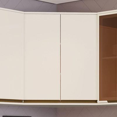 Armário Aéreo De Cozinha Canto Oblíquo 2 Portas Connect Henn Off White