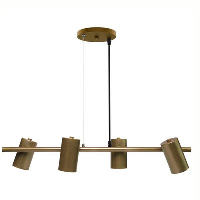 Lustre Pendente Taschibra Foccus Ouro Para 4 Lâmpadas Bivolt
