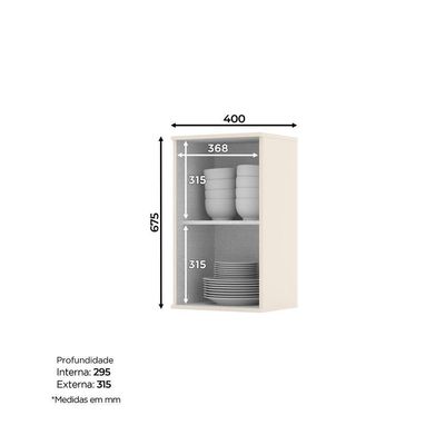 Armário Aéreo De Cozinha 40 Cm 1 Porta Connect Henn Off White