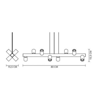 Lustre Pendente Taschibra Amora Preto Para 8 Lâmpadas E27 Bivolt