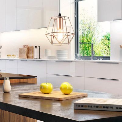 Lustre Pendente Taschibra Aramado Grid Cobre E27 Bivolt