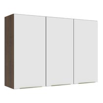 Armário Aéreo 120 Cm 3 Portas Rustic/branco Veludo Lux Madesa Rustic/branco Veludo