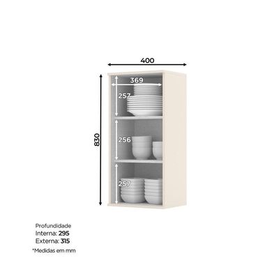 Armário Aéreo De Cozinha 40 Cm 1 Porta Connect Henn Off White