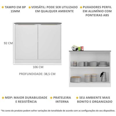 Bancada Balcão/Mesa Cozinha Bélgica Br5484 Branca