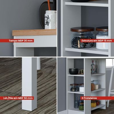 Bancada Cozinha Gourmet Ditália 3 Prateleiras Cd-1022 Branco