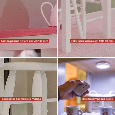 Bancada Cozinha Ditália 2 Banquetas Cd-1022 Branco