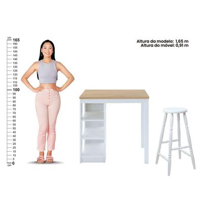 Bancada Cozinha Ditália 2 Banquetas Cd-1022 Branco