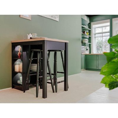 Bancada Cozinha Ditália 2 Banquetas Iluminação Cd-1022 Preto