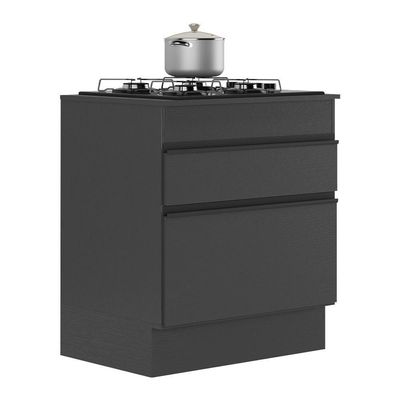 Balcão Cozinha Para Cooktop 70cm Com Rodapé 1 Porta 1 Gaveta Veneza Multimóveis V2118 Preto Preto