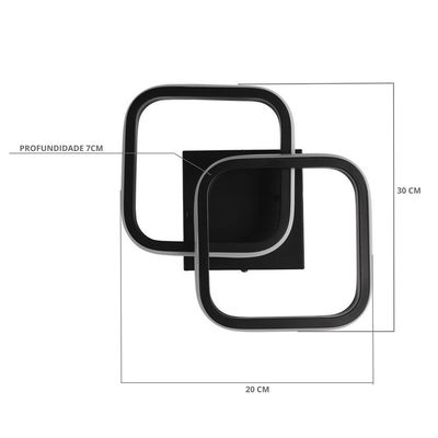 Plafon Taschibra Village Square Led 10w 3000k Luz Amarela Bivolt Preto