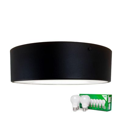 Plafon Taschibra Sushi Redondo Com 4 Lâmpadas 6500k Bivolt Preto