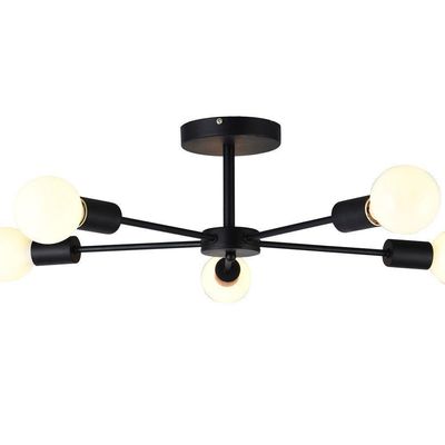 Plafon Taschibra Cyber Preto Para 5 Lâmpadas E27 Bivolt