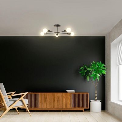 Plafon Taschibra Cyber Preto Para 5 Lâmpadas E27 Bivolt