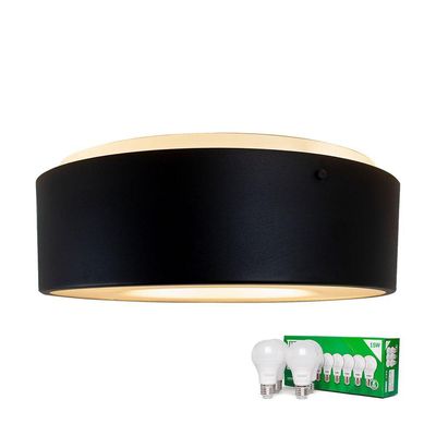 Plafon Taschibra Sushi Redondo Com 4 Lâmpadas 3000k Bivolt Preto