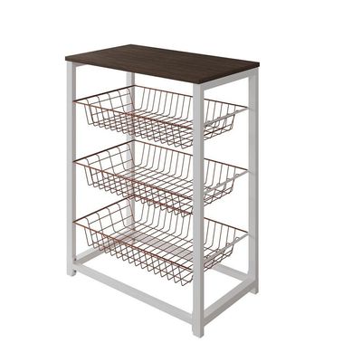 Fruteira Com Suporte Para Micro-Ondas Barcelona Aço Branco Cesto Cobre Tampo Amêndoa Cor: Cobre