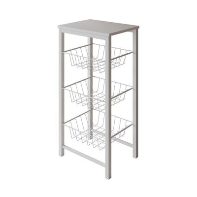 Fruteira De Chão Cozinha Montada Aço Branco Tampo Branco Roma Cor: Branco