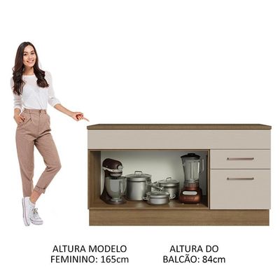 Balcão Gabinete De Pia 150 Cm 2 Gavetas (com Tampo) Madesa