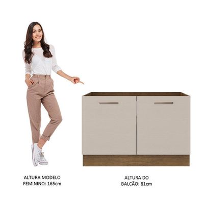 Balcão Gabinete De Pia 2 Portas Agata Madesa Rustic/crema