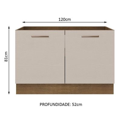 Balcão Gabinete De Pia 2 Portas Agata Madesa Rustic/crema