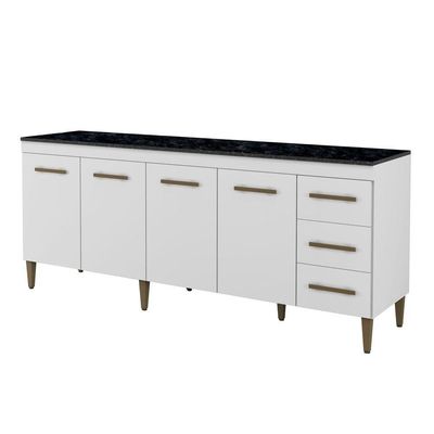 Balcão Atenas 4 Portas E 3 Gavetas Kaiki Moveis Branco