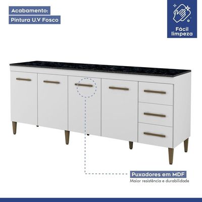 Balcão Atenas 4 Portas E 3 Gavetas Kaiki Moveis Branco
