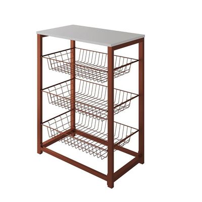 Fruteira Com Suporte Para Micro-Ondas Barcelona Aço Cobre Cesto Cobre Tampo Branco Cor: Cobre