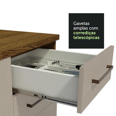 Balcão Gabinete De Pia E 3 Gavetas Agata Madesa Rustic/crema