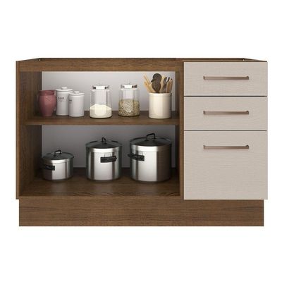 Balcão Gabinete De Pia E 3 Gavetas Agata Madesa Rustic/crema