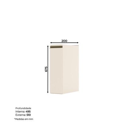 Balcão De Cozinha Para Condimentos 20 Cm 1 Porta Connect Henn Off White