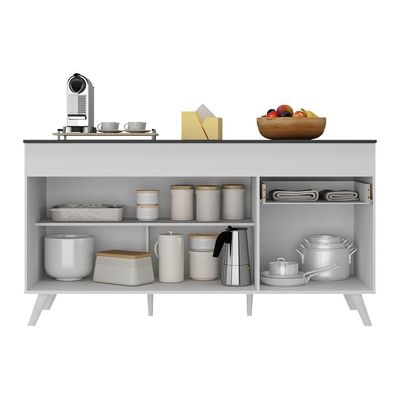 Balcão Cozinha Gabinete Pia 150cm 3 Portas 1 Gaveta Veneza Multimóveis V3740 Branco Branco