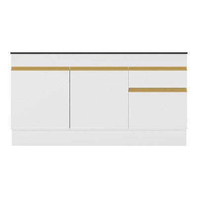 Balcão Cozinha Gabinete Pia 150 Cm 3 Portas Gw Mp2107 Branco