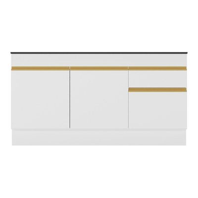 Balcão Cozinha Gabinete Pia 150 Cm 3 Portas Gw Mp2115 Branco