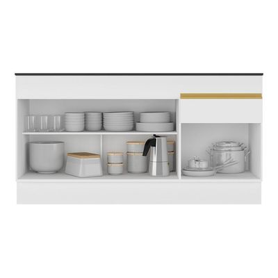 Balcão Cozinha Gabinete Pia 150 Cm 3 Portas Gw Mp2115 Branco
