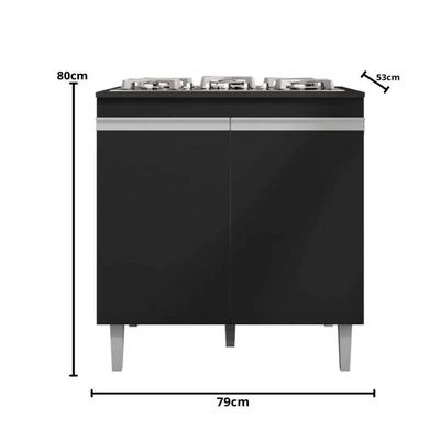 Balcão Para Cooktop Armário De Cozinha Andréia Preto