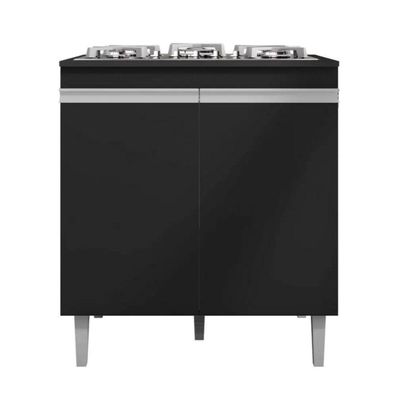 Balcão Para Cooktop Armário De Cozinha Andréia Preto