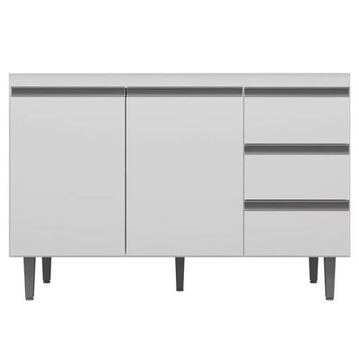 Balcão Gabinete De Pia 120Cm 2 Portas 3 Gavetas Branco