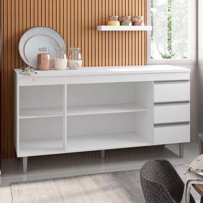 Balcão Gabinete De Pia 150Cm 3 Portas 3 Gavetas Branco