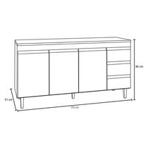 Balcão Gabinete De Pia 160Cm 3 Portas 3 Gavetas Preto